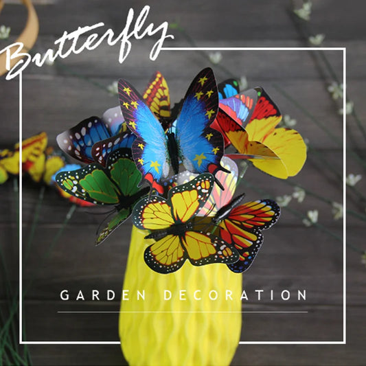 24PCS/10PCS Mariposas Decorativas 3D de PVC – Adorno de Jardín Creativo para Macetas, Flores y Exterior