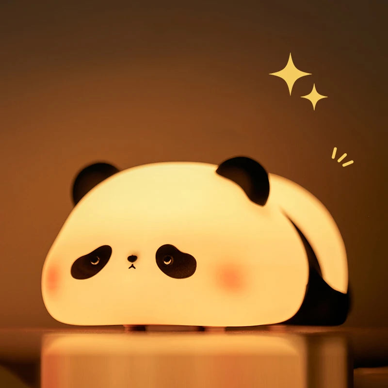 LED Night Light Cute Panda Sheep Rabbit Touch Silicone Nightlights USB Rechargeable For Bedroom Decoration Kids Birthday Gift