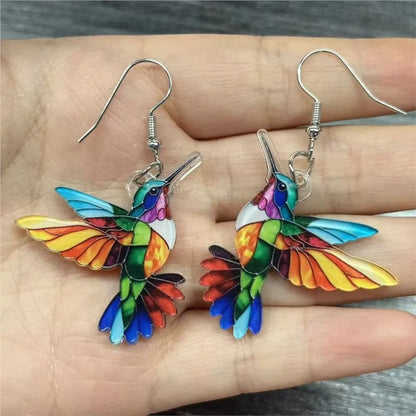 Aretes de Colibrí Coloridos – Pendientes Colgantes de Moda para Mujer, Joyería Animal Original y Divertida