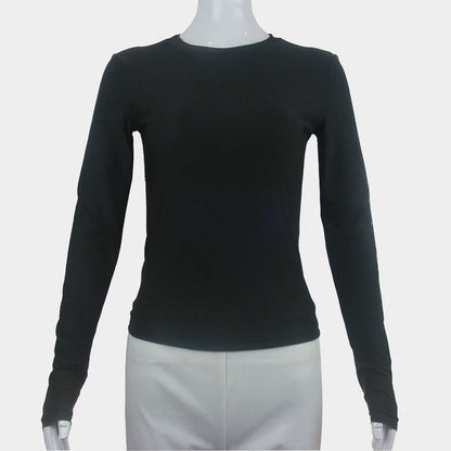 Camiseta Mujer Manga Larga 2024 | Slim Fit Cuello Redondo Tejido Ajustado Estilo Streetwear