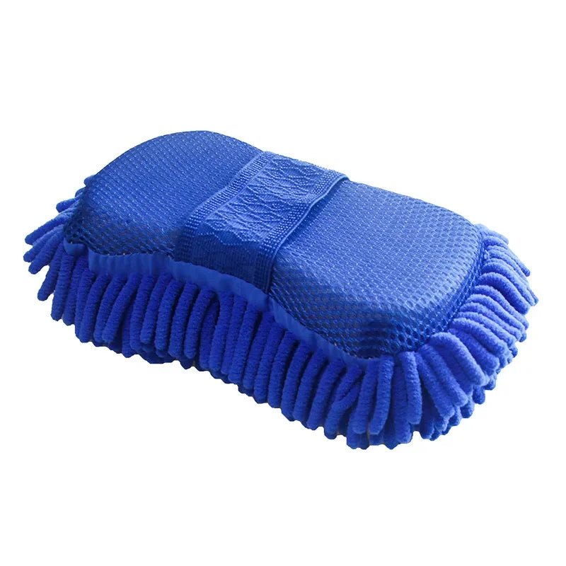 Esponja de Microfibra Azul para Lavado de Autos | Guante de Limpieza Absorbente, Suave y Antirayaduras