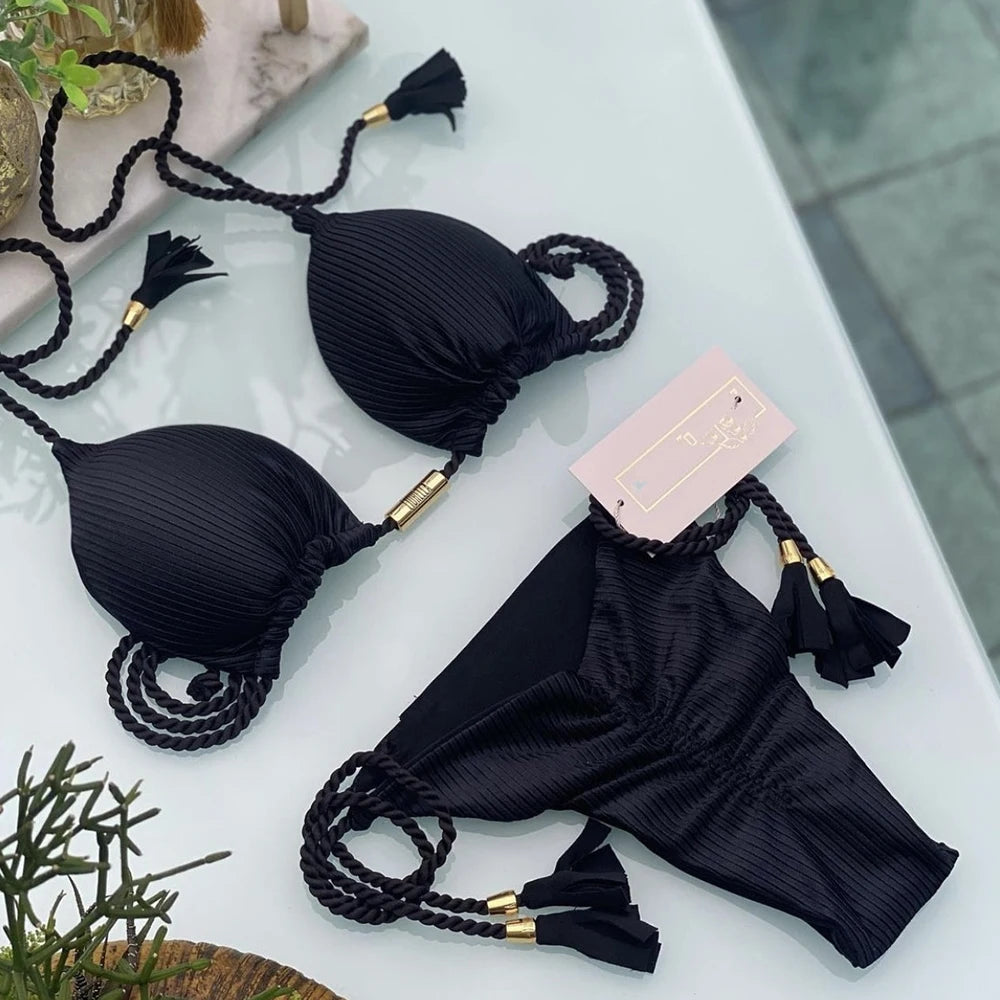 Bikini Mujer 2025 | Triángulo Ajustable Color Sólido Sexy