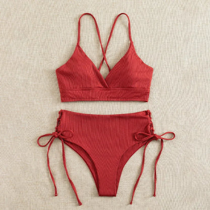 Bikini Sexy Mujer | V-Neck Split Triangular Playa y Piscina