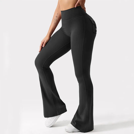 Leggings Yoga Mujer Pierna Ancha | Pantalones Deportivos Compresión con Bolsillos Estilo Naked Feeling