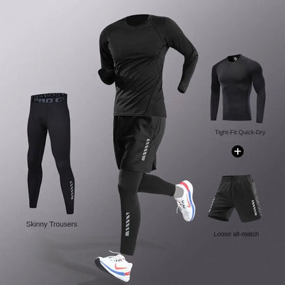 Conjunto Deportivo de Hombre 3-7 Piezas – Tracksuit Completo de Fibra Ice, Secado Rápido para Running, Gym, Ciclismo y Fitness