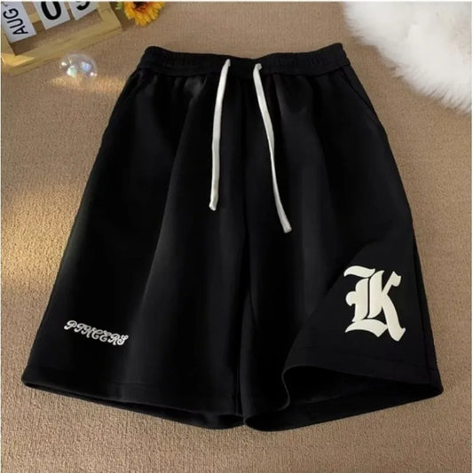Shorts Oversize 8XL para Hombre – Pantalones Cortos Retro Americano con Estampado Alfabético, Estilo Samurái Japonés, Casual y Deportivo