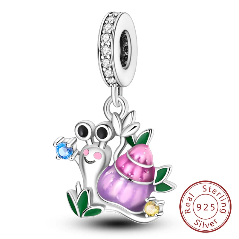 Charm de Plata 925 Luciérnaga y Mariposa Luminoso – Abalorio Brillante para Pulseras Originales