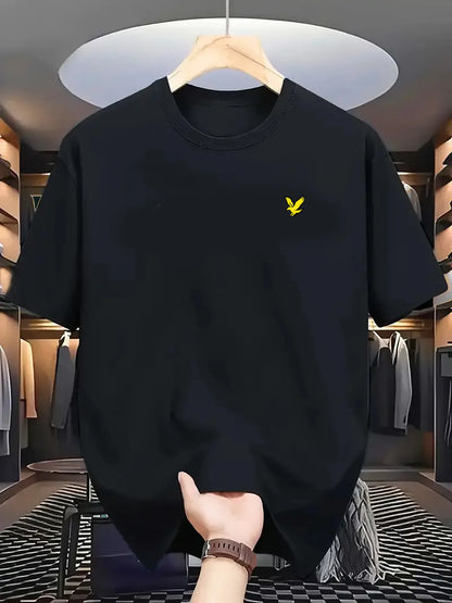 Camiseta Hombre Verano 100% Algodón | Casual Deportivo Oversized | Estampado Águila Manga Corta Cuello Redondo