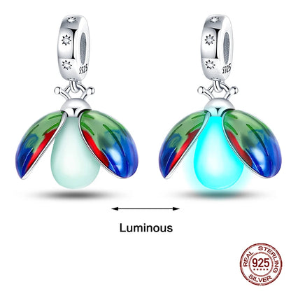 925 Sterling Silver Chameleon Luminous Firefly Butterfly Charms Beads Fit Qikaola 925 Original Bracelets Fine DIY Jewelry Making