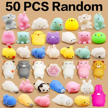 50-5PCS Mochi Squishies Kawaii – Juguetes Antiestrés para Niños, Pelotas Suaves Squeeze, Regalos de Fiesta y Cumpleaños