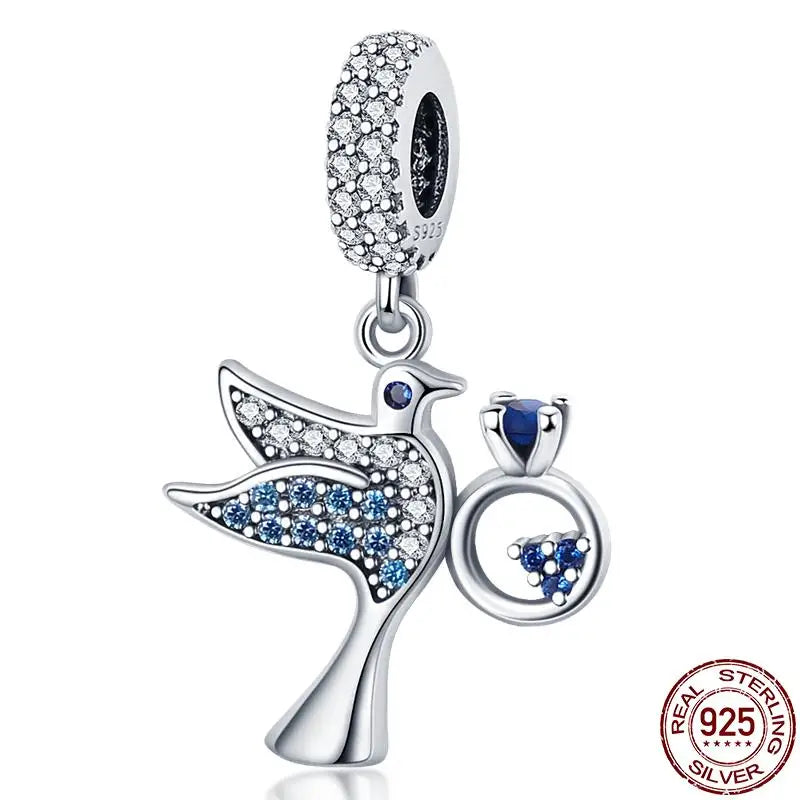 Charm camaleón y luciérnaga en plata 925 – Dije animal brillante, compatible Pandora, pulsera y collar mujer