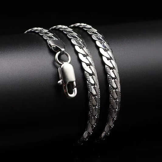 Cadena de Acero Inoxidable Color Plata 5mm | Collar Unisex 20-60cm | Joyería de Moda para Hombre y Mujer | Boda y Regalo