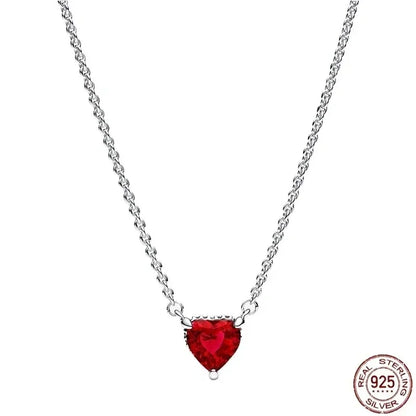 Collar colgante corazón redondo plata 925 – Dije clásico brillante compatible Pandora