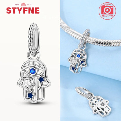 Charm Mano Hamsa Plata 925 | Amuleto de la Suerte Compatible Pandora Pulsera Mujer