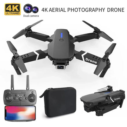 Drone Profesional E88 con Cámara HD 4K – Gran Angular, WiFi FPV, Altura Estable y Diseño Plegable RC