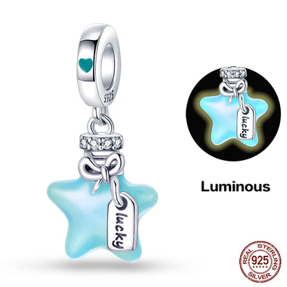 Charm camaleón y luciérnaga que brilla en la oscuridad – Plata 925 para pulsera tipo Pandora, joyería DIY única