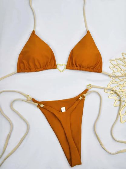 Bikini Blanco Mujer 2025 | Traje de Baño de Cintura Baja con Cordón