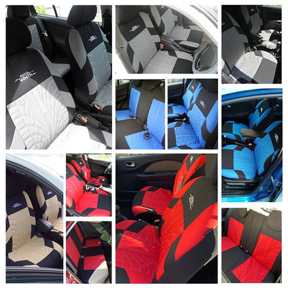 Juego de 2 Fundas de Asiento Universales AUTOYOUTH | Cubreasientos con Diseño de Huella de Neumático