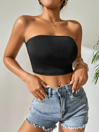 Top Interior Plus Size Mujer | Sujetador Seamless de Seda Fría sin Tirantes con Efecto Push Up