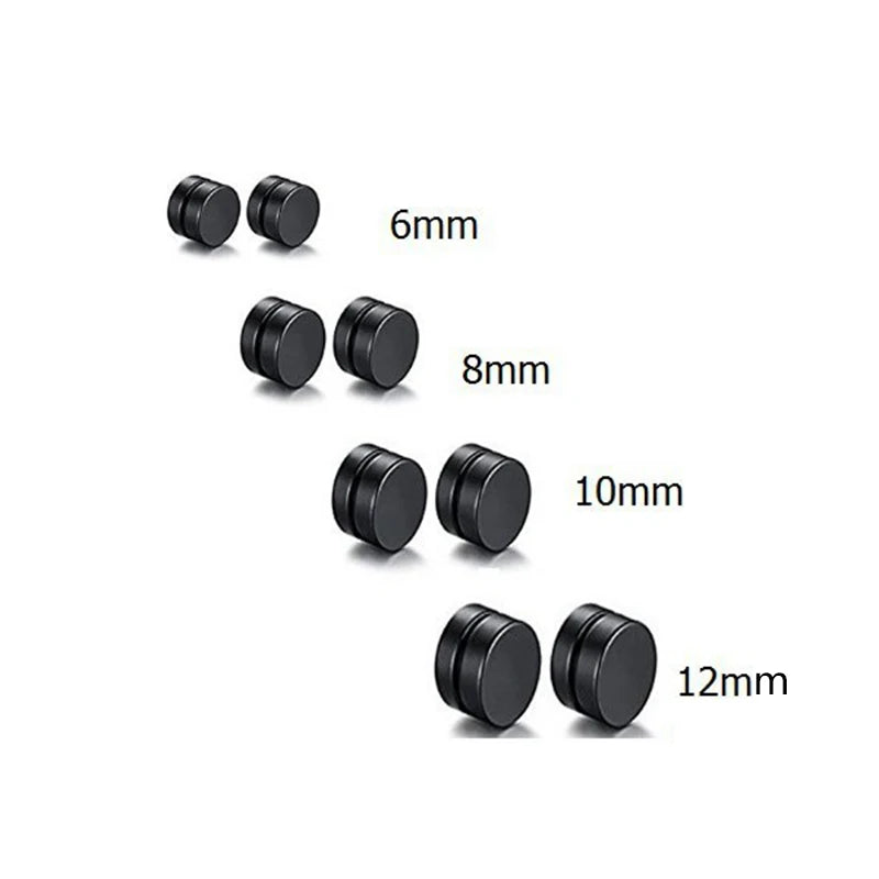 Aretes Magnéticos de Acero Inoxidable para Hombre – Estilo Hip Hop, Falsos y Personalizados