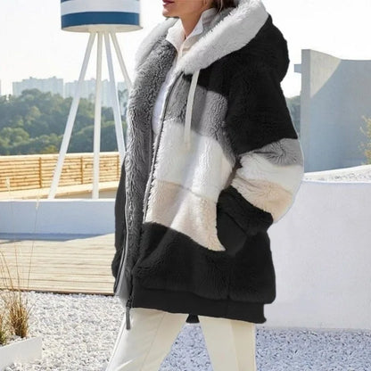 Chaqueta Oversize Mujer con Capucha y Bolsillos | Abrigo Streetwear Felpa Cálida Otoño Invierno