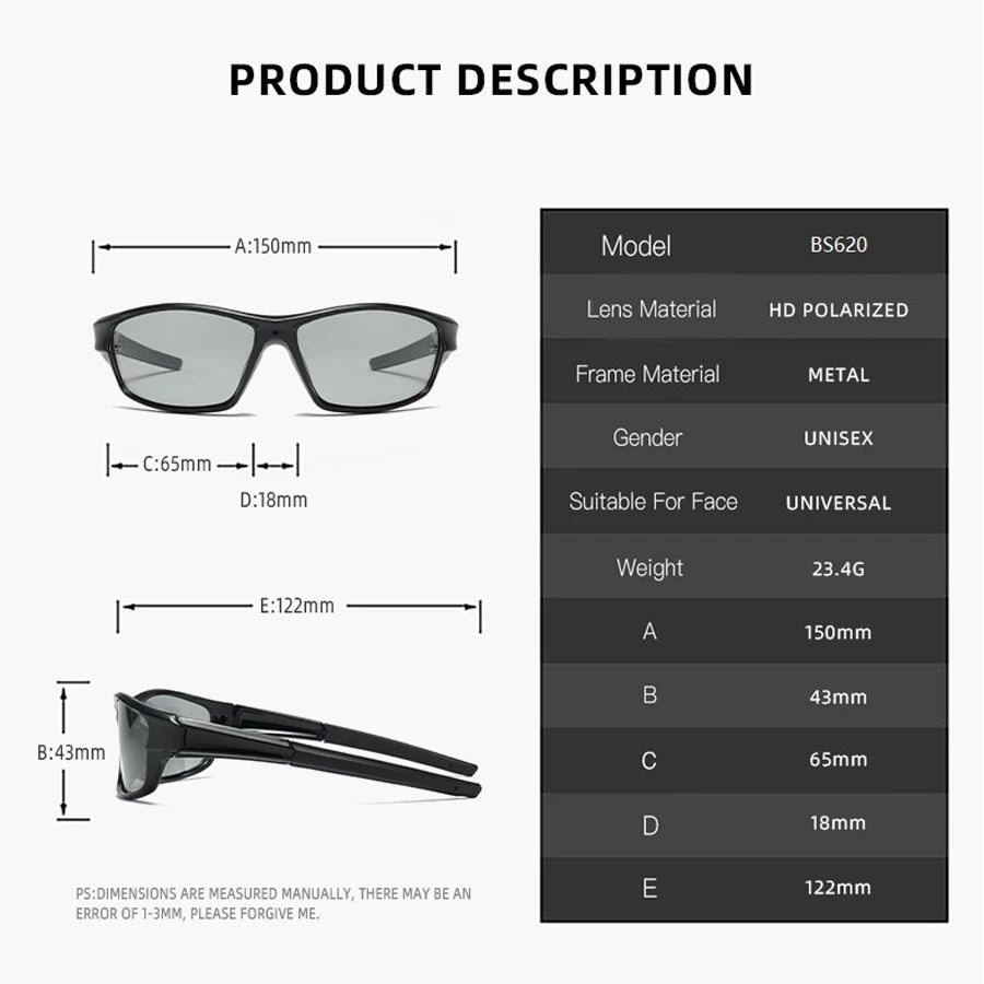 Gafas de Sol Deportivas Fotocromáticas Polarizadas – Unisex UV400 para Ciclismo, Pesca y Conducción