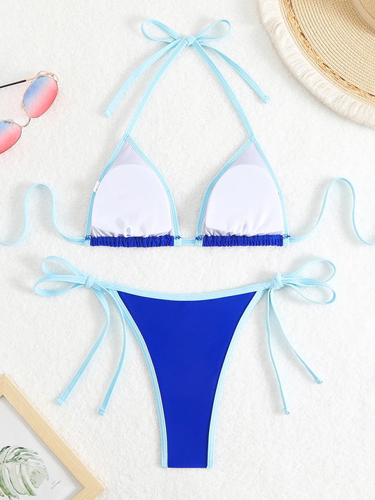 Bikini Triángulo Halter Mujer 2025 | Brasileño Sexy Playa y Piscina