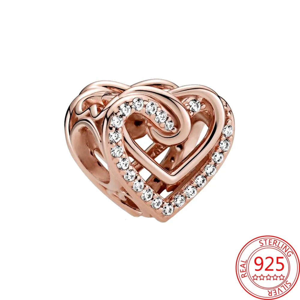 Charm Colgante Pareja Plata 925 y Oro Rosa | Compatible Pandora Original | Pulsera o Collar Mujer