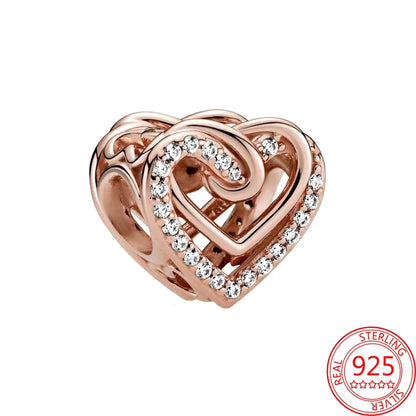 Charm Colgante Pareja Plata 925 y Oro Rosa | Compatible Pandora Original | Pulsera o Collar Mujer