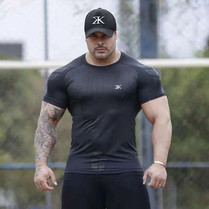 Camiseta Compresiva Negra para Hombre – T-shirt de Running, Gym y Fitness, Secado Rápido y Ajuste Slim